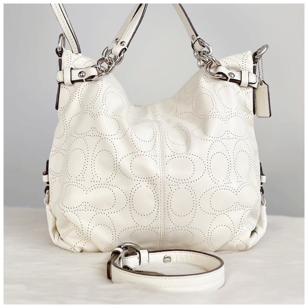 Coach Brooke Perforated white Leather Hobo Bag